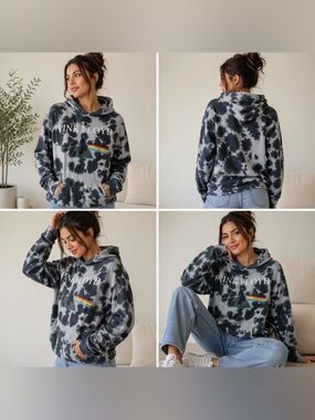 Pink Floyd Dark Side of the Moon Tie Dye Hoodie Band Tee Size M